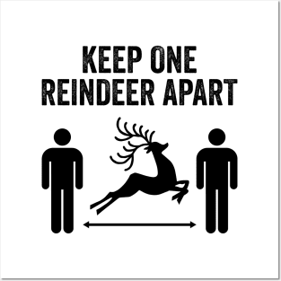 Keep One Reindeer Apart social distancing christmas Posters and Art